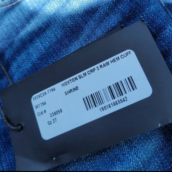 NWT PAIGE hoxton slim crop jeans with raw hem cuff - Picture 7 of 7